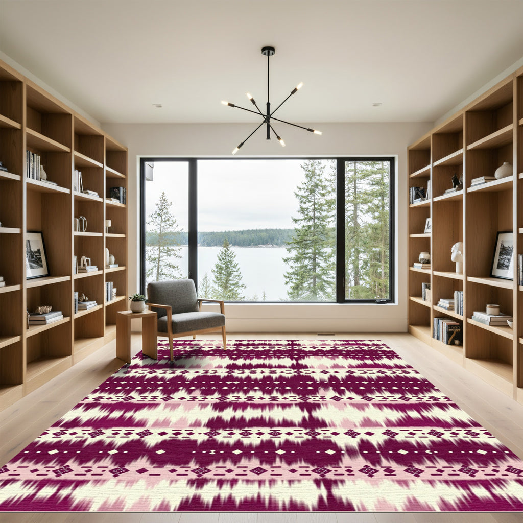 Deep Magenta Tribal Stripe Rug