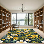 Radiant Yellow White Wildflower Meadow Rug