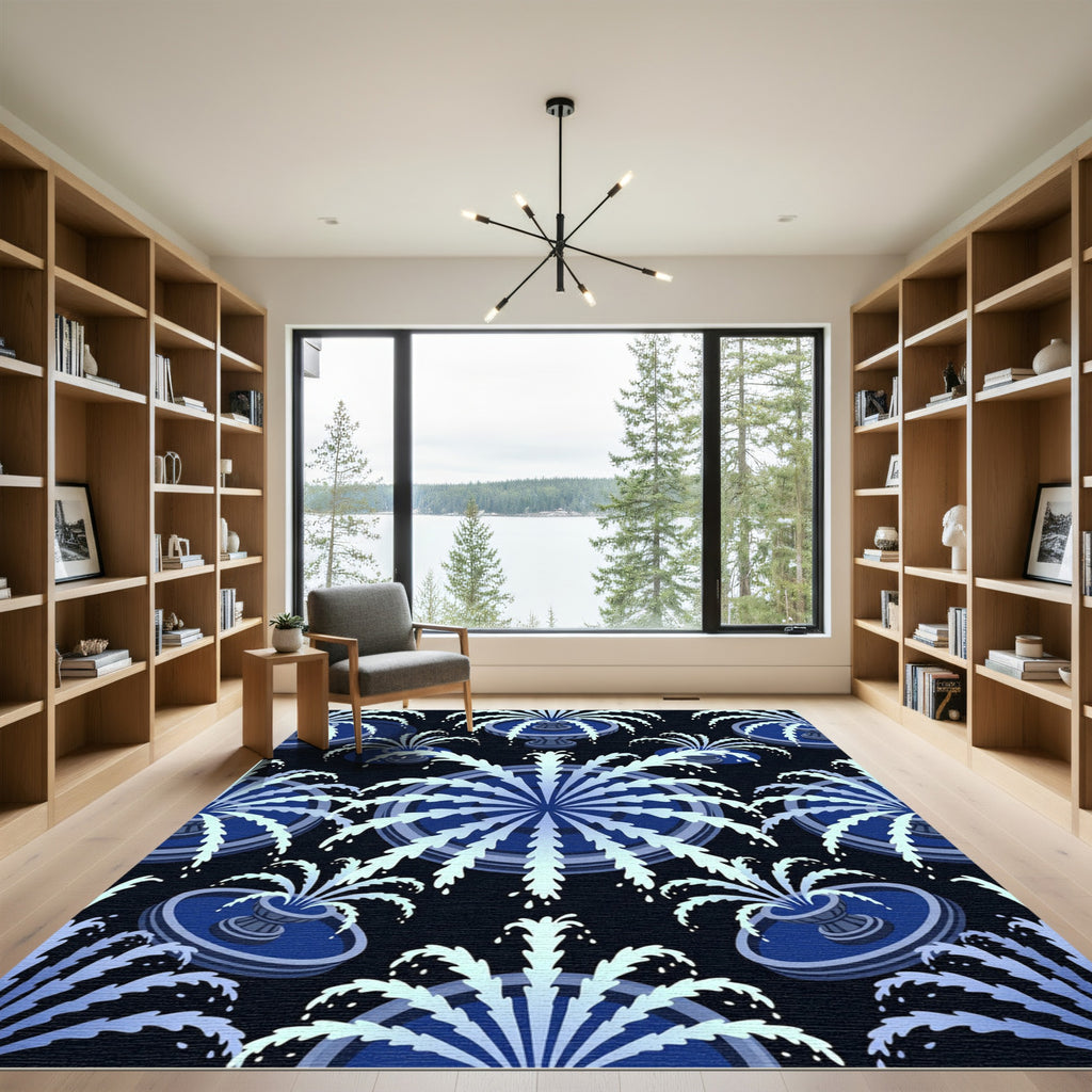 Blue Water Fountain Medallion Rug
