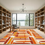 Abstract Ochre and Terracotta Woven Lattice Rug