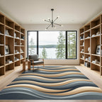 Modern Beige and Gray Wavy Stripe Rug