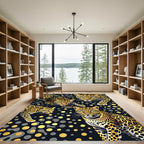 Golden Leopard Spotted Noir Animal Rug