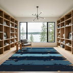 Midnight Blue Distressed Horizontal Stripe Rug