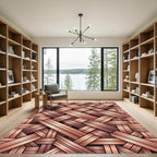Interlocking Rustic Wood Weave Rug