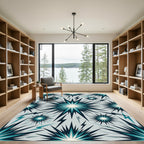 Explosive Teal Starburst Lightning Rug