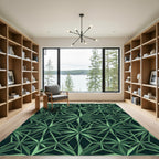 Geometric Emerald Starburst Lattice Rug