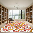 Warm Pink Golden Heart Cluster Rug