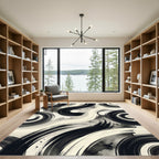 Monochromatic Brush Stroke Swirl Rug