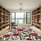 Vintage Pink Cosmos and Rose Meadow Rug
