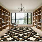 Geometric Coffee Brown Intersecting Lattice Rug