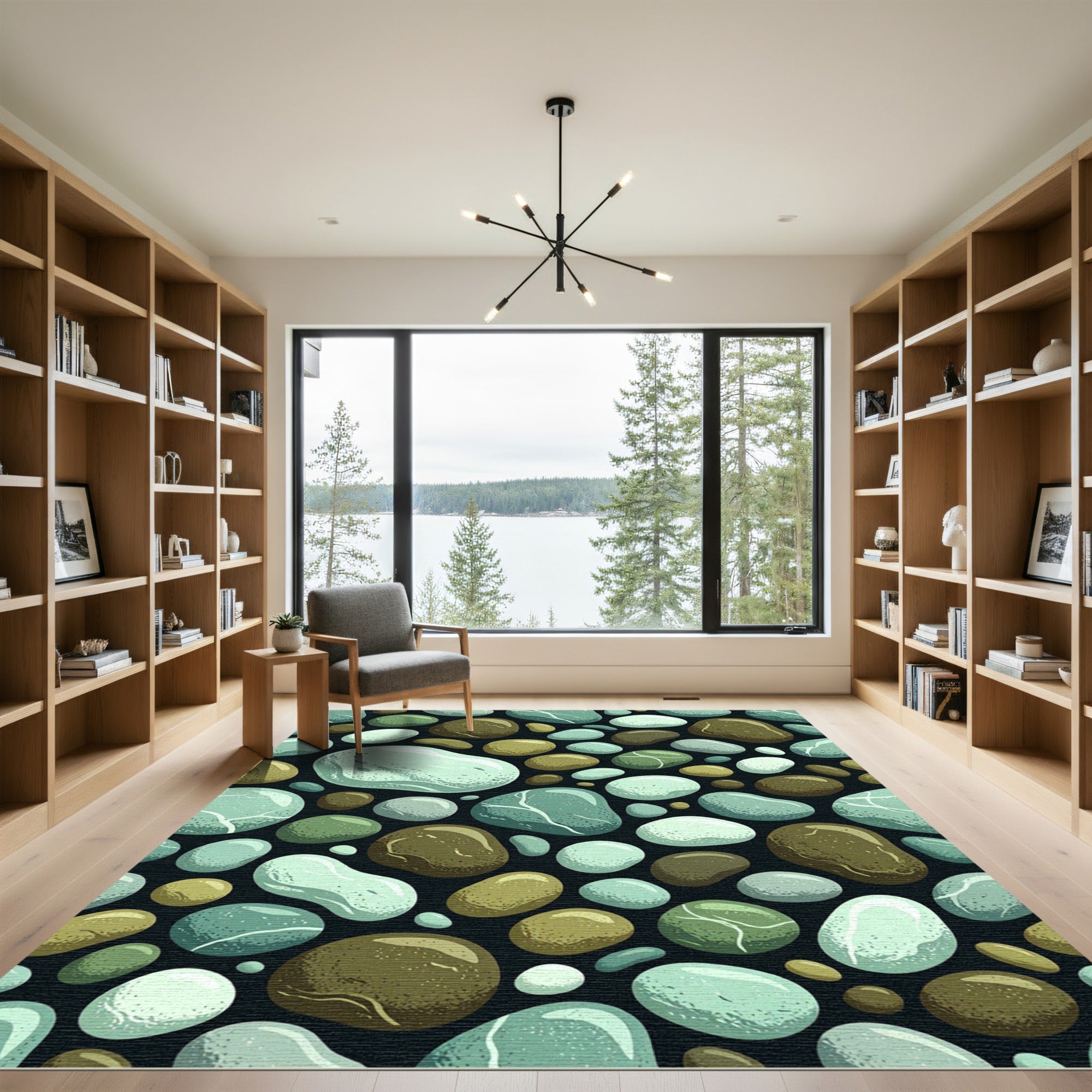 Serene Mint and Earthy Pebble Riverstone Rug