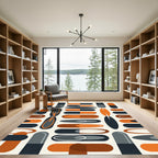 Mid-Century Modern Geometric Burnt Orange Capsule Rug