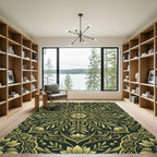 Golden Olive Leaf Mandala Rug