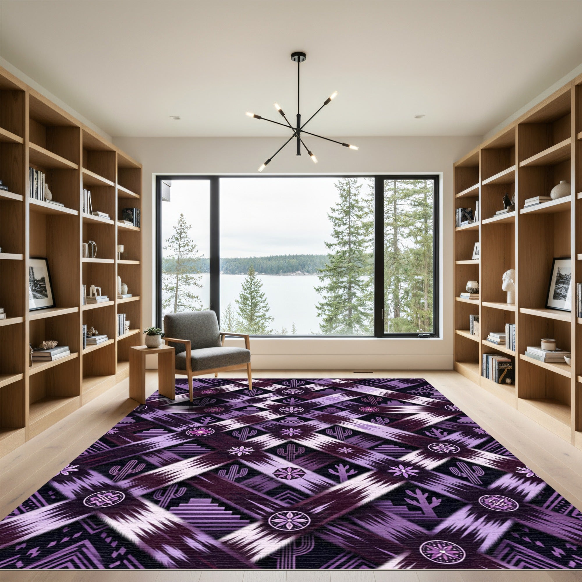 Purple Desert Cactus Tribal Cross Rug