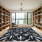 Monochromatic Crystal Starburst Geometric Tile Rug