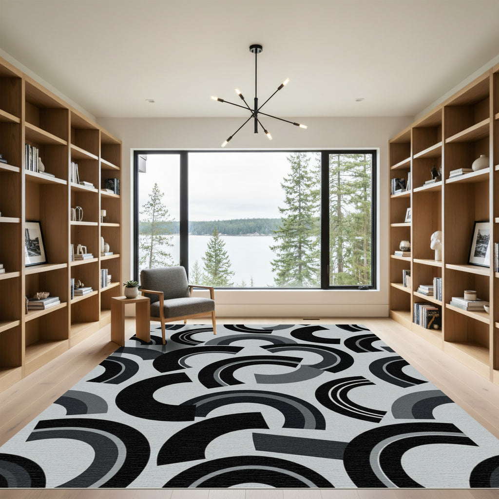 Mid-Century Modern Arc Composition Rug