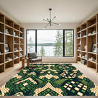 Emerald Green Snake Scale Fern Rug