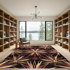 Metallic Gold Burgundy Radiant Starburst Rug