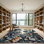 Whimsical Blue Tulip Mouse Garden Rug