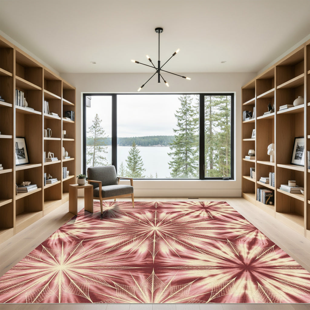 Radiant Crimson Starburst Medallion Rug