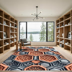 Metallic Copper Hexagonal Botanical Honeycomb Rug