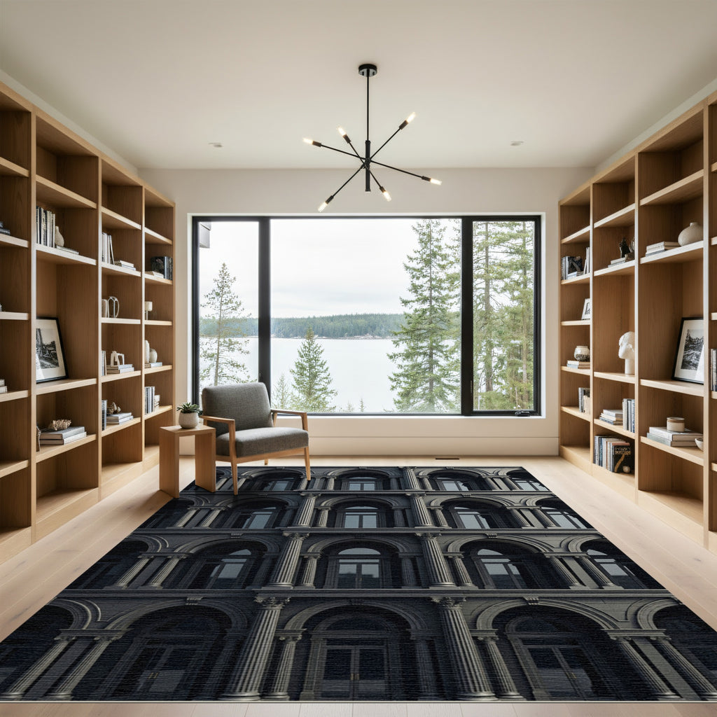 Dark Gray Arch Corinthian Column Rug