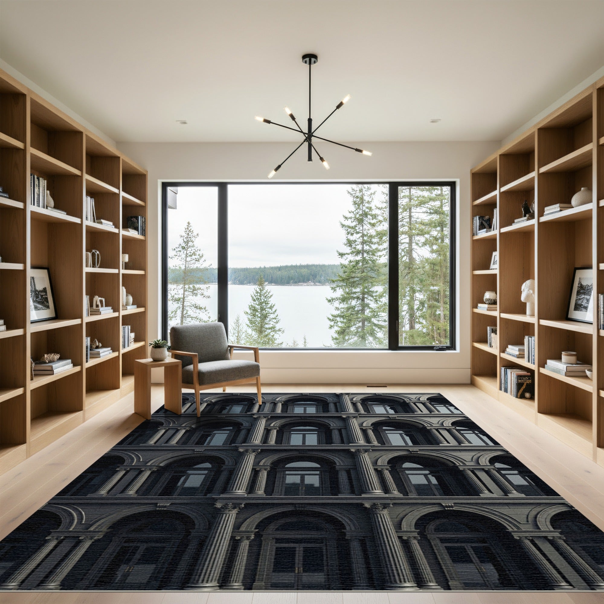Dark Gray Arch Corinthian Column Rug