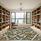 Sage Floral Trellis Climbing Rose Rug
