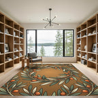Brown Olive Branch Wreath Rug