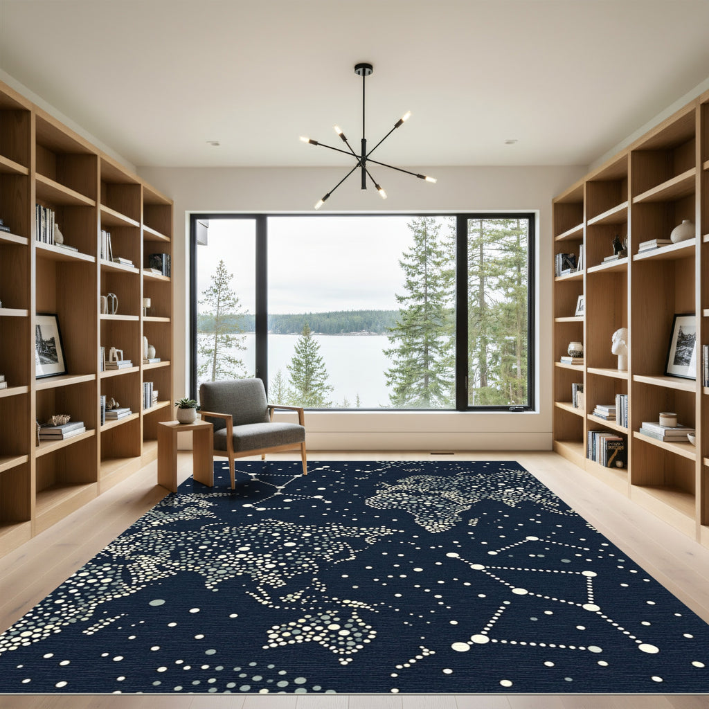 Celestial World Map Constellation Rug