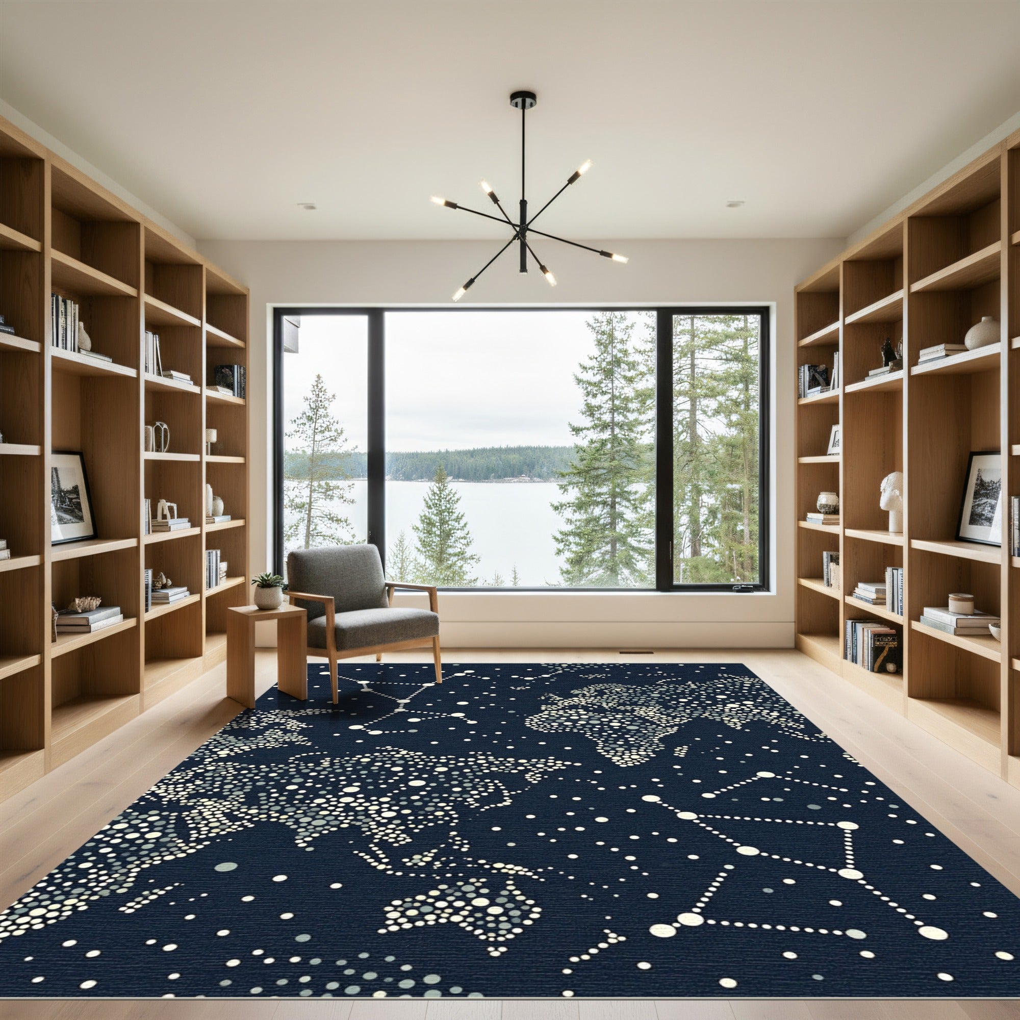 Celestial World Map Constellation Rug