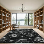 Monochrome Agate Stone Starburst Composition Rug