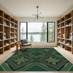Emerald Fern Botanical Geometric Diamond Rug