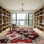 Distressed Romantic Heart Floral Scroll Rug