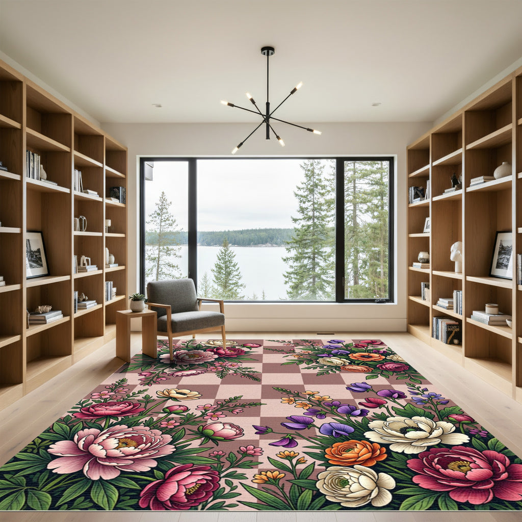 Vibrant Bouquet Checkerboard Garden Rug