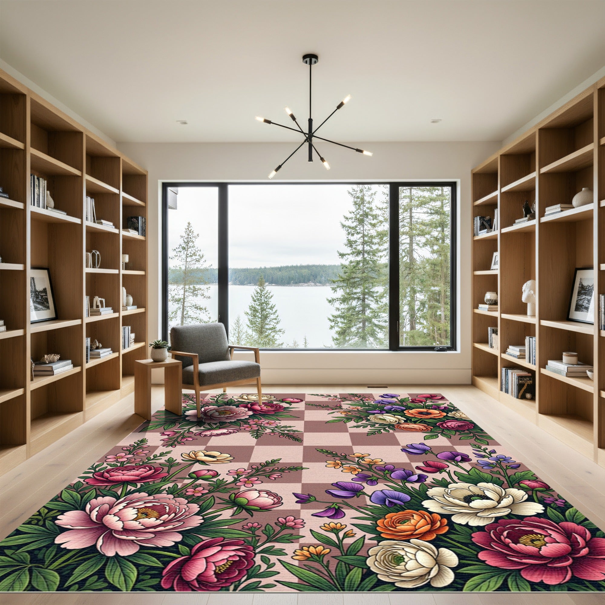 Vibrant Bouquet Checkerboard Garden Rug