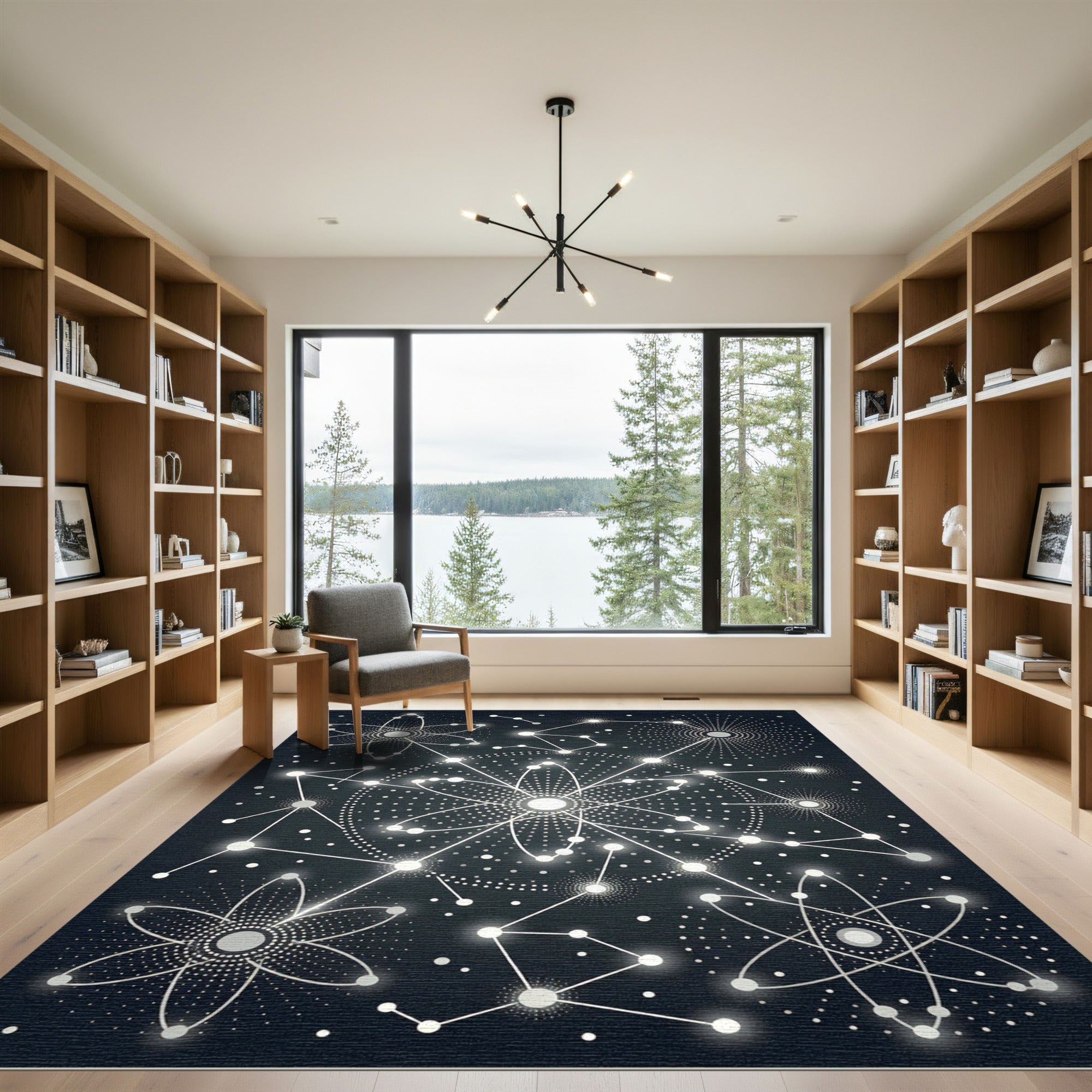 Cosmic Atomic Star Constellation Rug