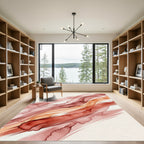 Abstract Terracotta Blush Fluid Wave Rug