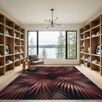 Crimson Palm Frond Cluster Rug