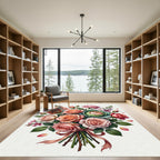 Romantic Soft Pink Rose Bouquet Art Rug
