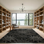 Antique Black Starburst Geometric Rug
