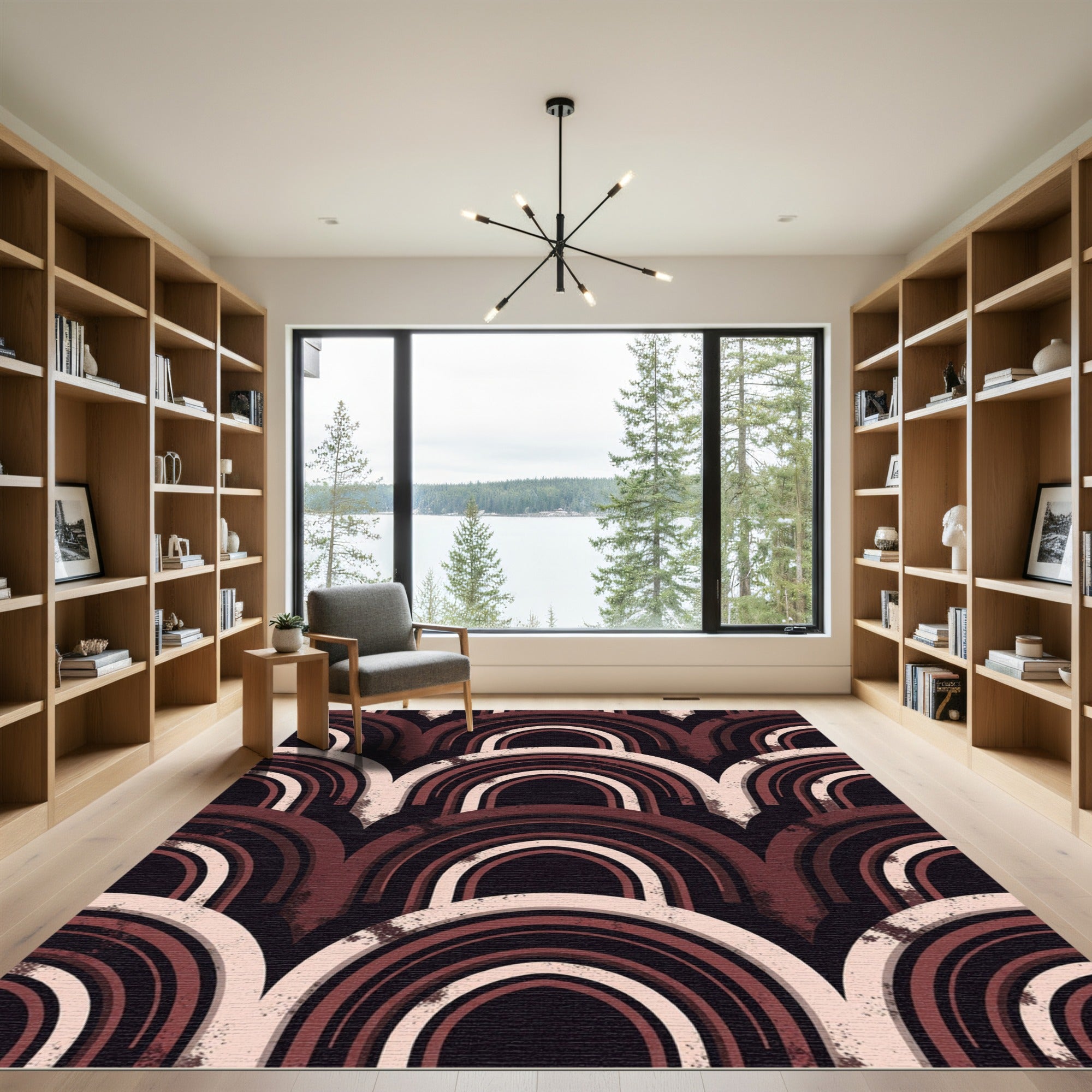 Abstract Earthy Arch Geometric Rug