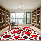 Crimson Red Varying Circles Rug