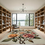 Vintage Rose Blossom Arrangement Rug