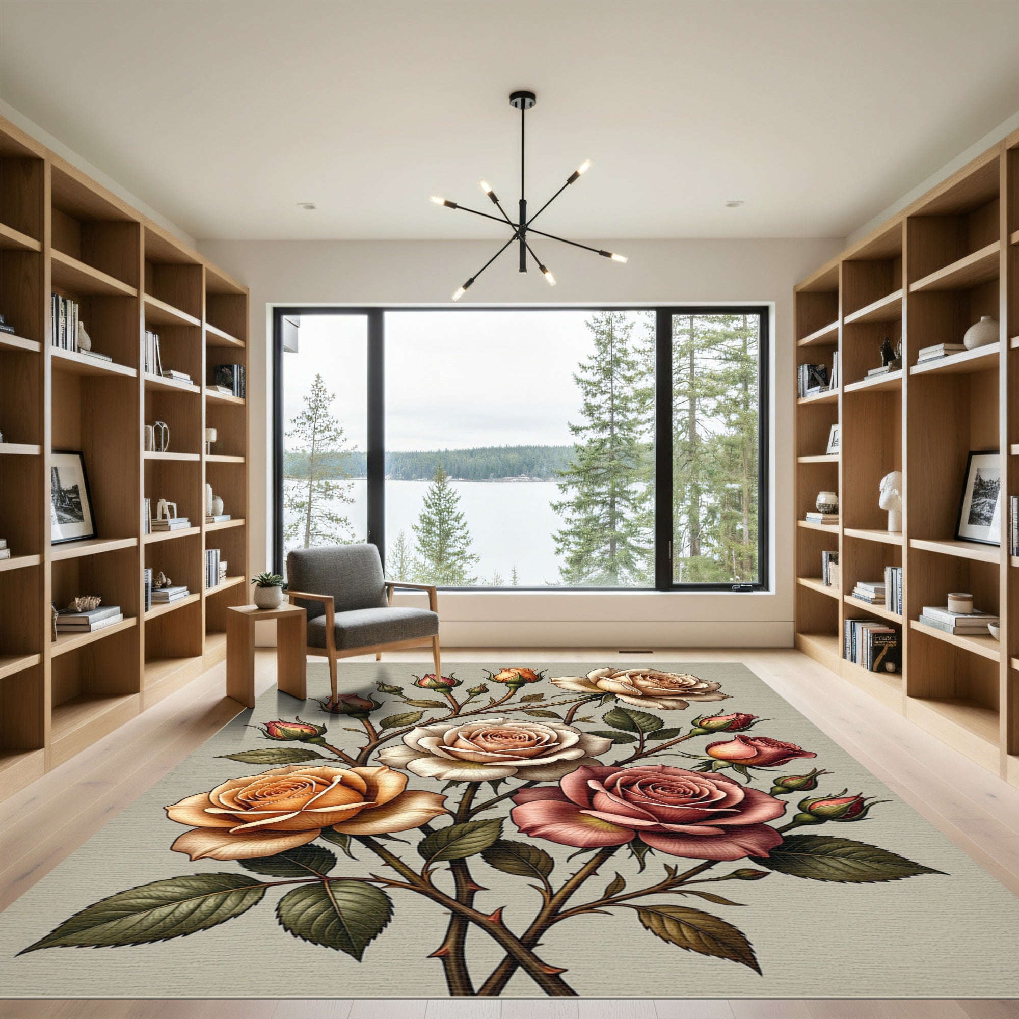 Vintage Rose Blossom Arrangement Rug