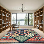 Vibrant Boho Geometric Diamond Collage Rug