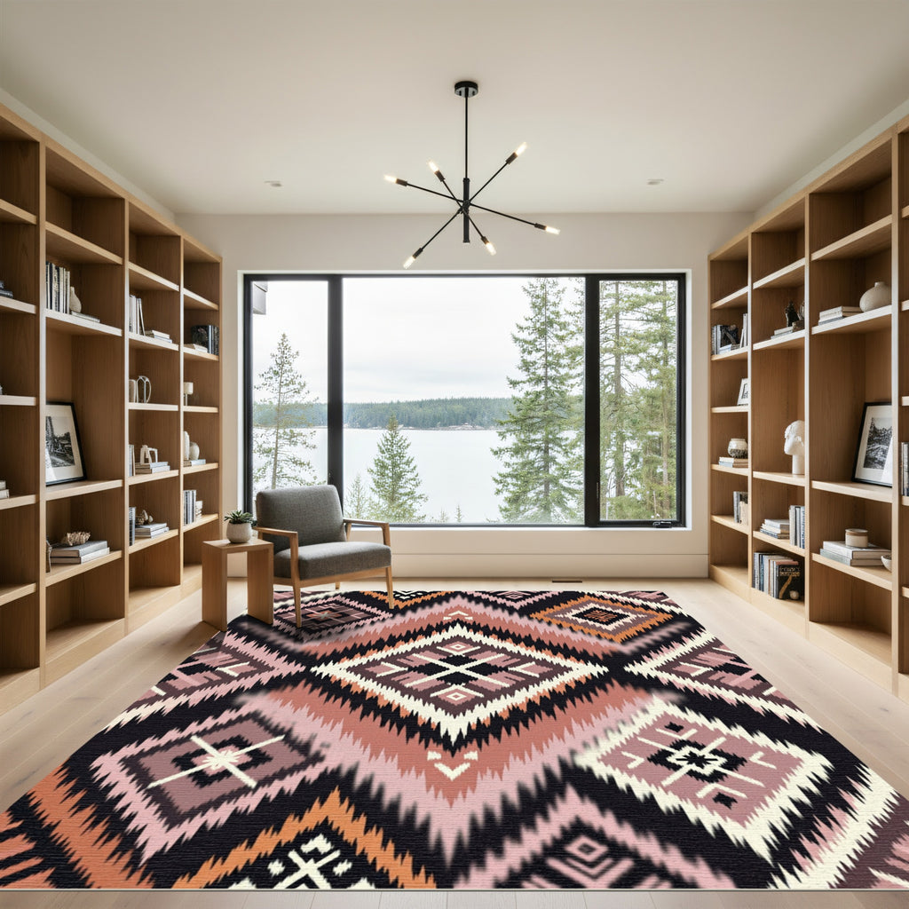 Earthy Southwestern Geometric Diamond Aztec Rug