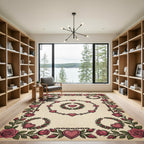 Crimson Rose Heart Chain Border Rug
