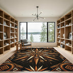 Bronze Geometric Compass Star Ray Rug