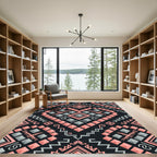 Geometric Heart Aztec Pink Gray Rug